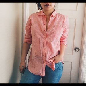 Merona Pink Coral Polka Dot  Button Up Shirt